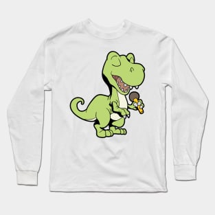 Singing dinosaur with microphone - TREX Long Sleeve T-Shirt